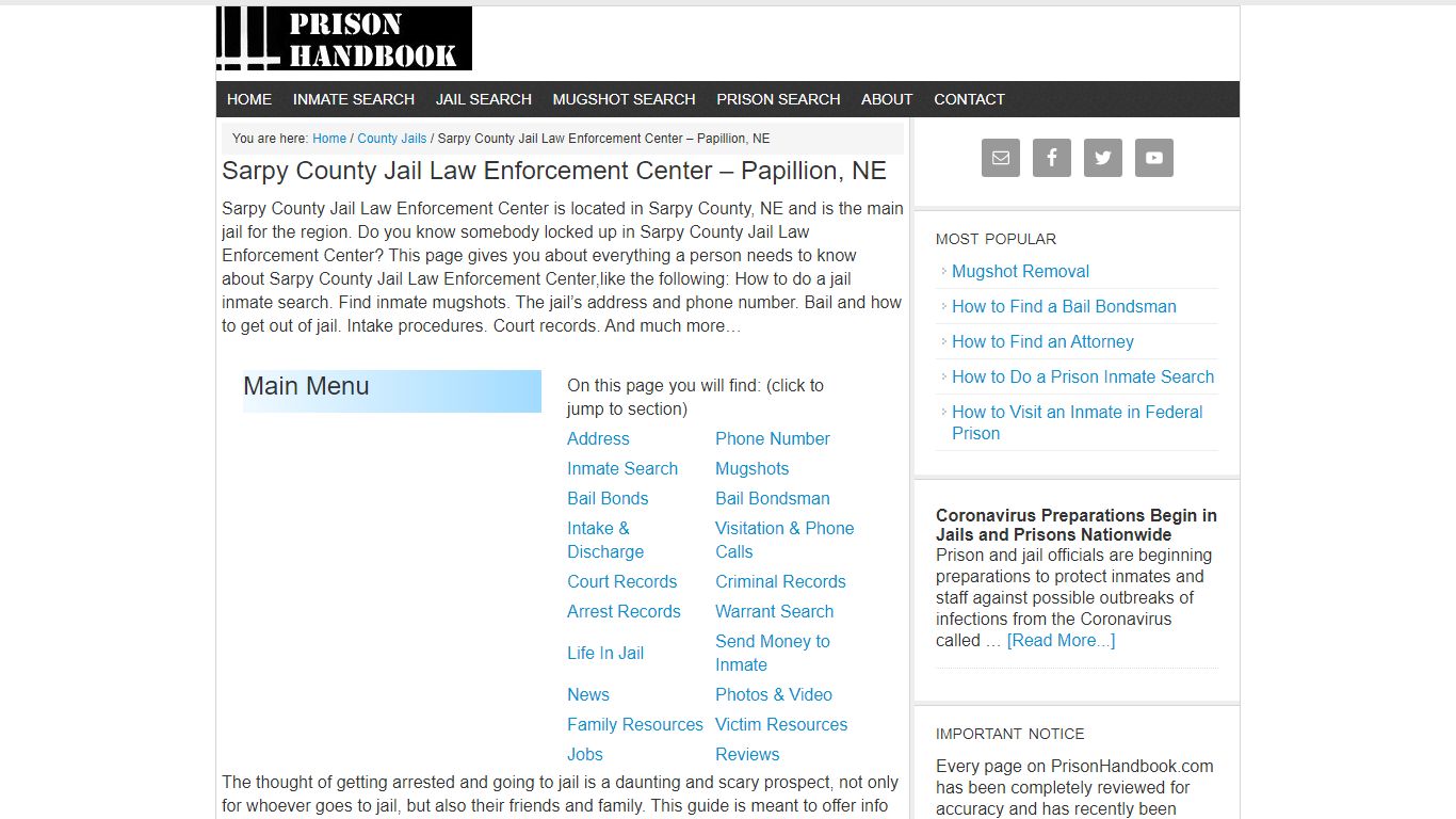 Sarpy County Jail Law Enforcement Center – Papillion, NE